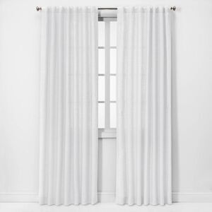 Threshold -  Light Filtering Linen Window Curtain Pan White